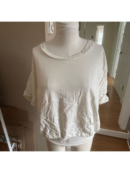 OAK Tops - OAK+FORT White Short Sleeve Drawstring Hem Tee